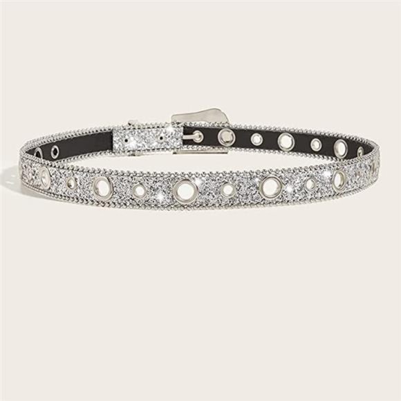 NociHah Rhinestone Western Cowgirl Vintage Bling Studded Leather Diamond Belt